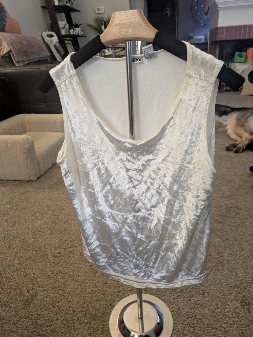Chico's Crushed Velvet Tank Top - White Cream